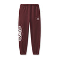 flatlay Tech-Terry Oversized Sweats joggers in crimson with ASRV logo, front view