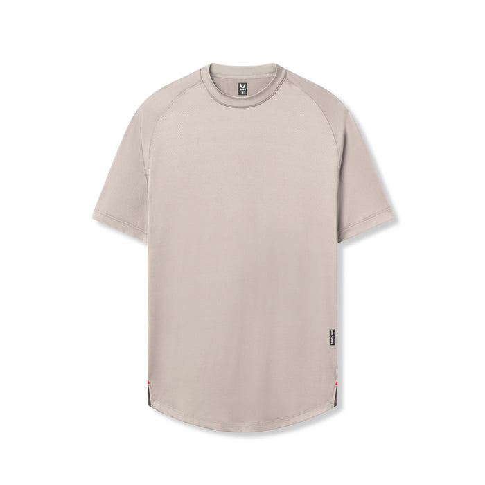 flatlay AeroSilver Established Tee in chai, front view
