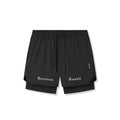 flatlay AeroSilver 5" Liner Short in black with 'Relentless Pursuit' text, front view