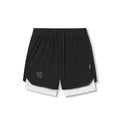 flatlay Tetra-Lite 7" Liner Shorts in black and white, front view