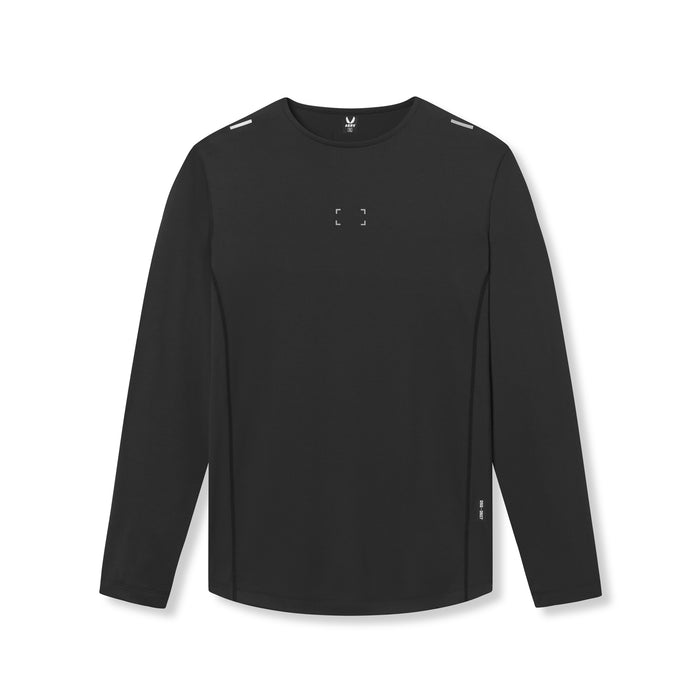 flatlay AeroSilver Training Long Sleeve in black with Space Bracket design, front view