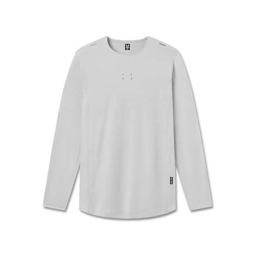 Flatlay of AeroSilver Training Long Sleeve in slate grey with Space Bracket design, front view