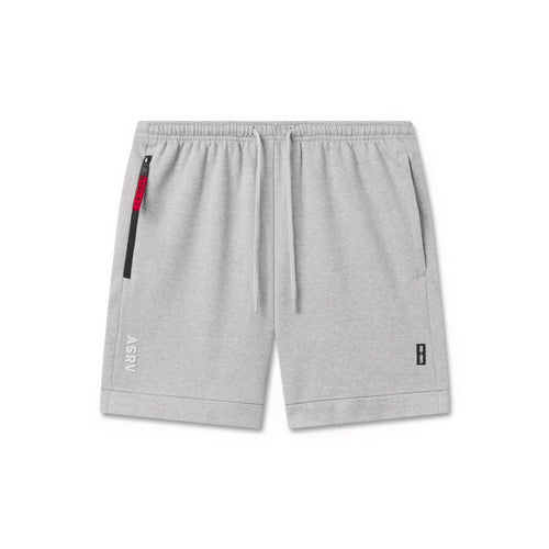 flatlay Tech Essential Sweat Short in heather grey, front view