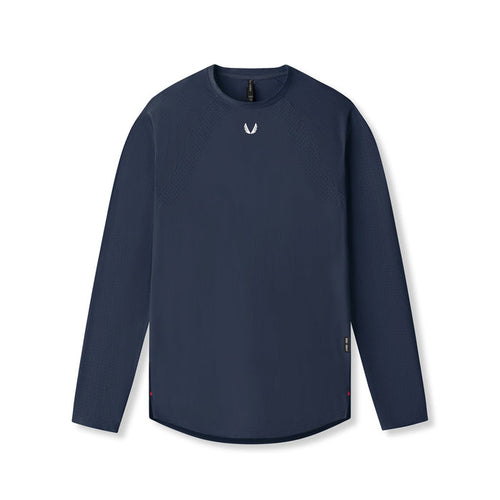 flatlay Laser-Vent™ Established Long Sleeve in navy, front view