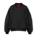 flatlay Sherpa-Lined Insulated Bomber Jacket in black, front view