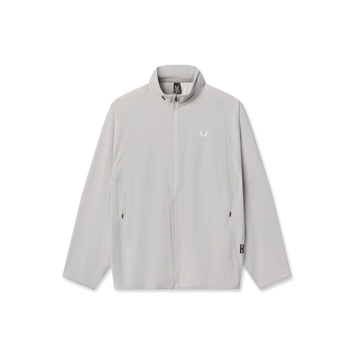 Flatlay of Aerotex Weather-Ready Bonded Windbreaker in slate grey, front view