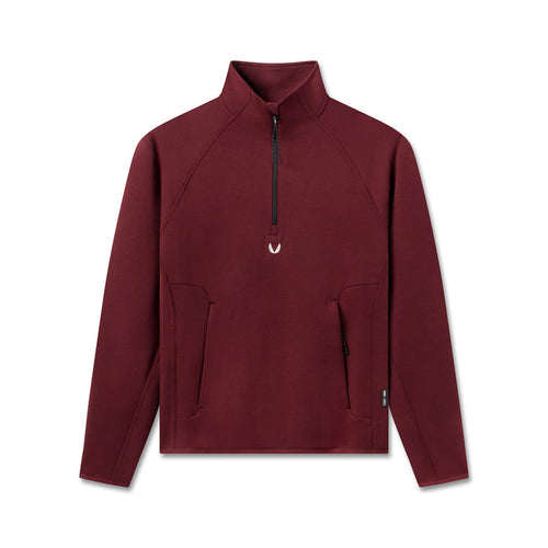 flatlay Dri-Core Quarter Zip pullover in crimson, front view