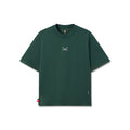 Flatlay of Herringbone Terry Oversized Cinch Tee in forest green, front view