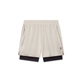 flatlay Aerotex Bonded 7" Liner Short in chai and black, front view