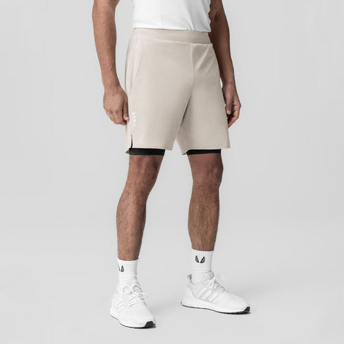 Aerotex™ Bonded 7" Liner Short in Chai worn by model, front view