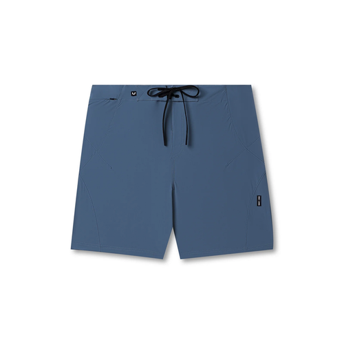 Flatlay of Revolutional® Board Short in storm blue, front view