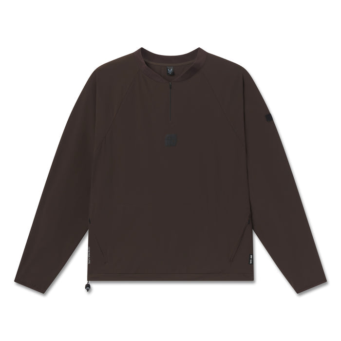 flatlay Tetra-Lite Blade Collar Zip Jacket in dark earth brown, front view