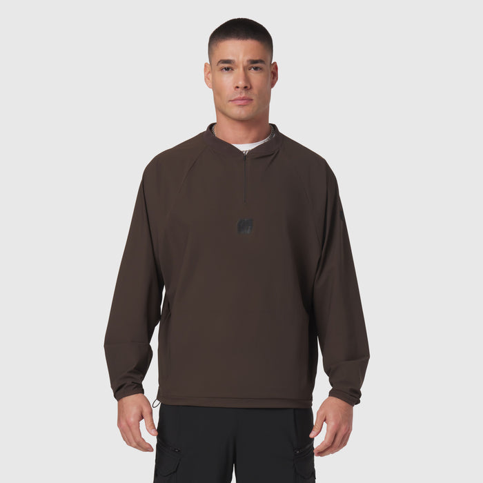 Tetra-Lite® Blade Collar Zip Jacket in dark earth brown, worn by model, front view