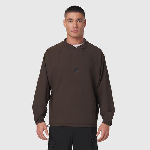 Tetra-Lite® Blade Collar Zip Jacket in dark earth brown, worn by model, front view
