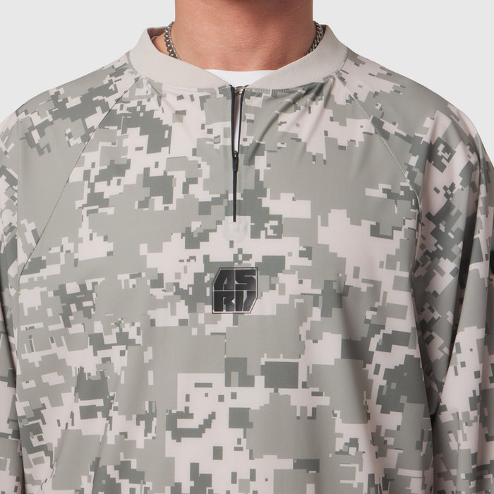 Tetra-Lite Blade Collar Zip Jacket in digital camo, worn by model, front view