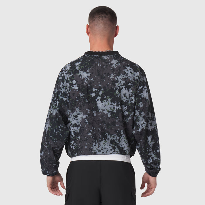 Tetra-Lite Blade Collar Zip Jacket in pixel camo, back view on model