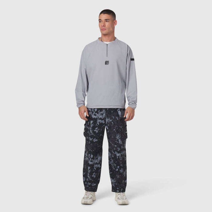 Tetra-Lite® Blade Collar Zip Jacket in slate grey worn with patterned cargo pants, front view
