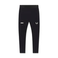 Flatlay of black Lycra® Ribbed Running Tight with ASRV logo, front view