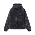 flatlay Weather-Ready Transparent Ripstop Shell Jacket in black pixel camo, front view