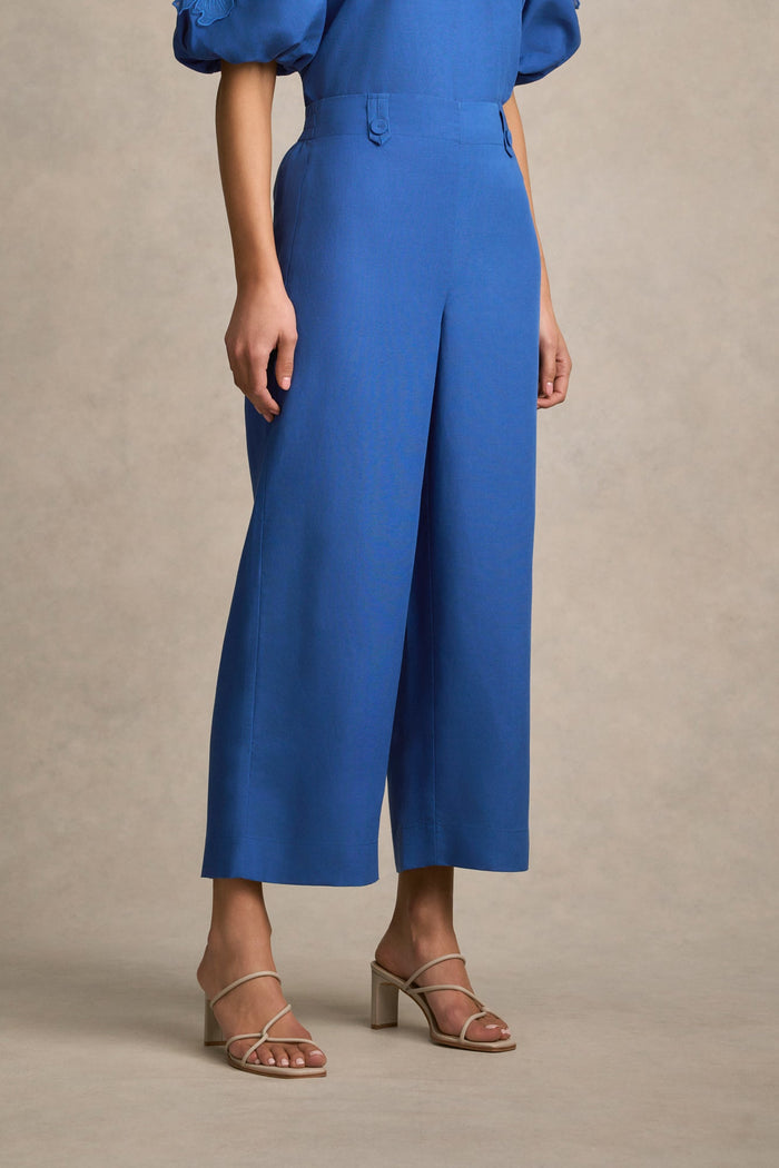 7/8 Tab Detail Pant - Cobalt
