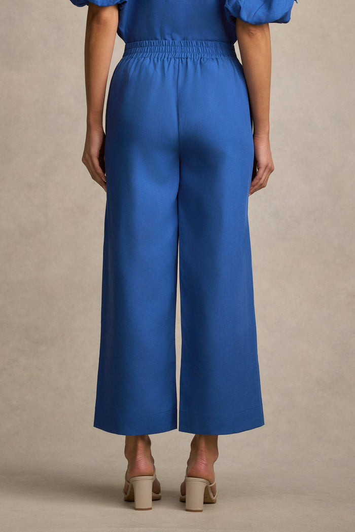 7/8 Tab Detail Pant - Cobalt