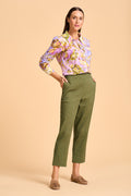 Ankle Length Tapered Pant - Olive