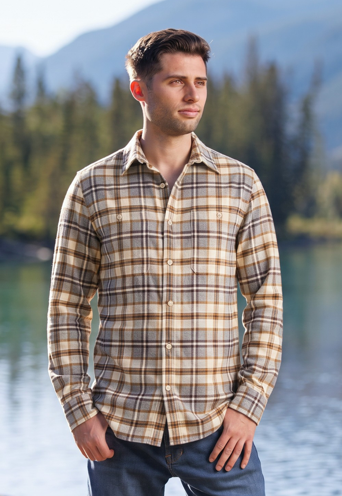 912 Oatmeal Plaid Shirt