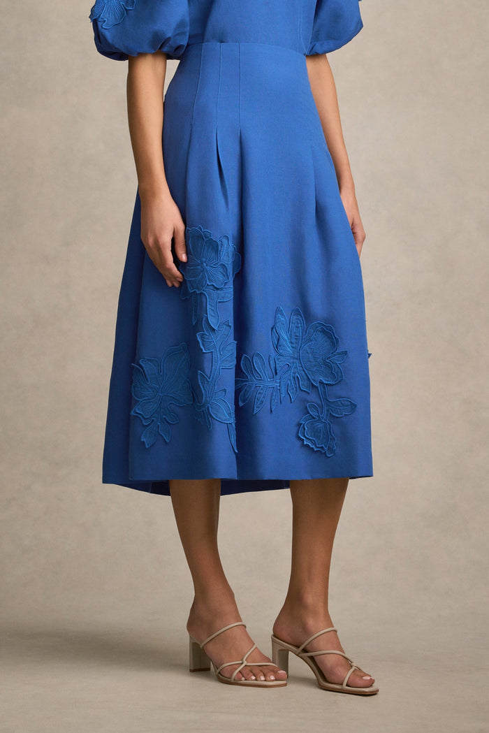 Appliqué Detail Skirt - Cobalt