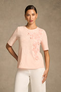 Appliqué Half Sleeve Tee - Ballet Slipper