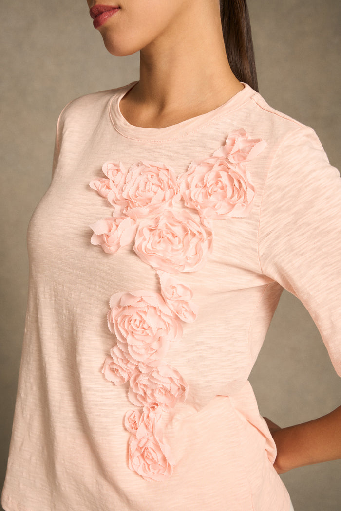 Appliqué Half Sleeve Tee - Ballet Slipper