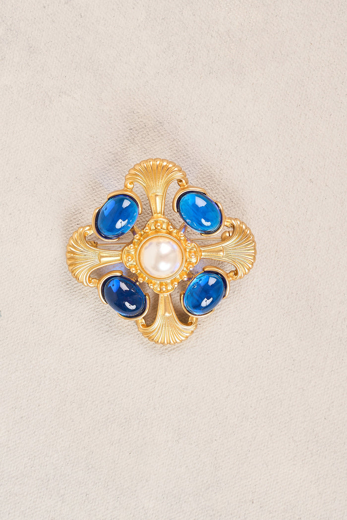 Baroque Pearl Brooch - Blue