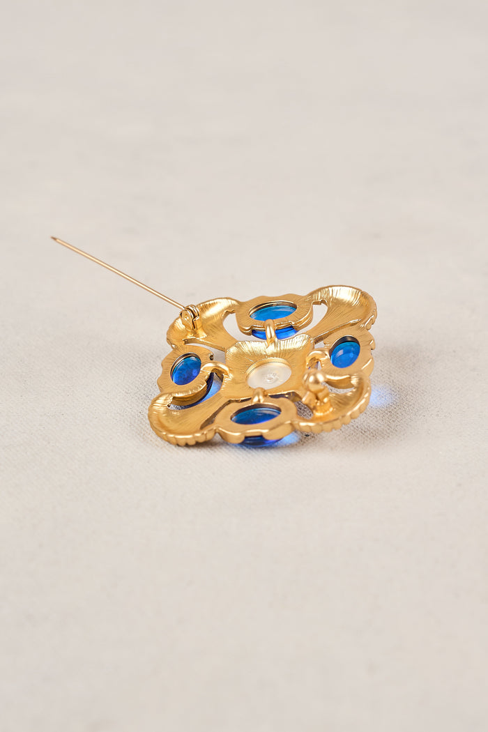 Baroque Pearl Brooch - Blue