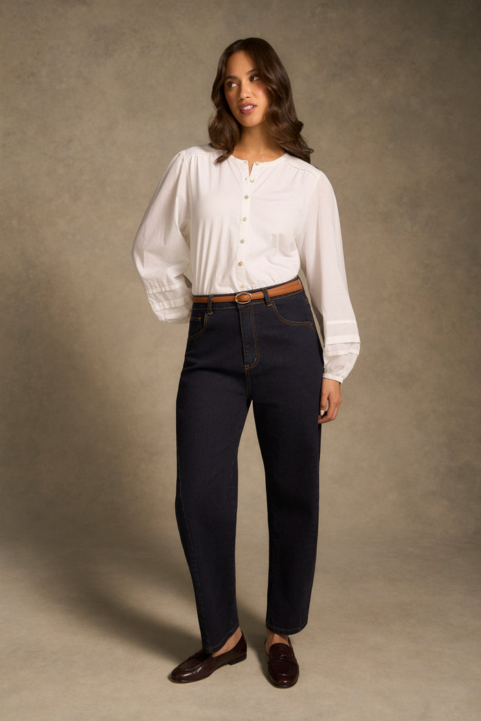 Barrel Leg Jean - Dark Denim