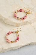 Beaded Circle Earrings - Pink