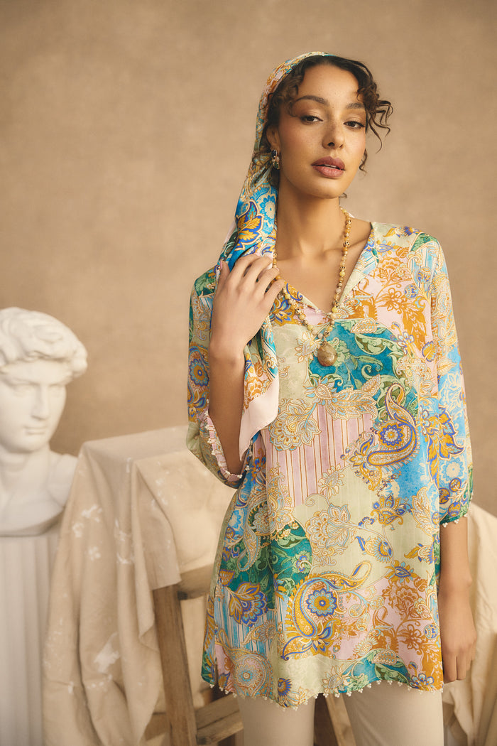 Beaded Silk Kaftan - Paisley Medley