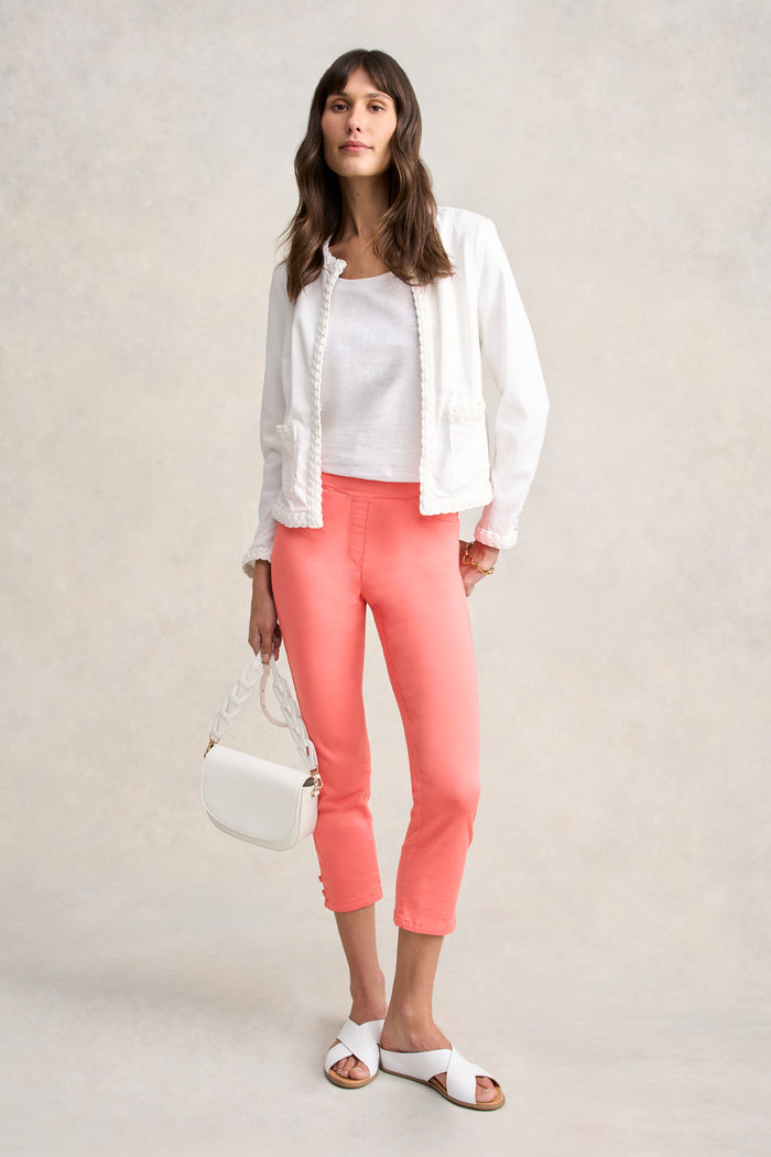Bengajean Three Quarter Button Detail - Bright Coral