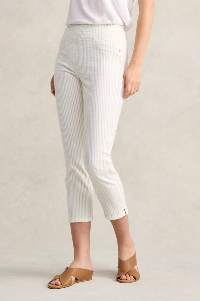 Bengajean Three Quarter Seersucker - Yellow and White Stripe