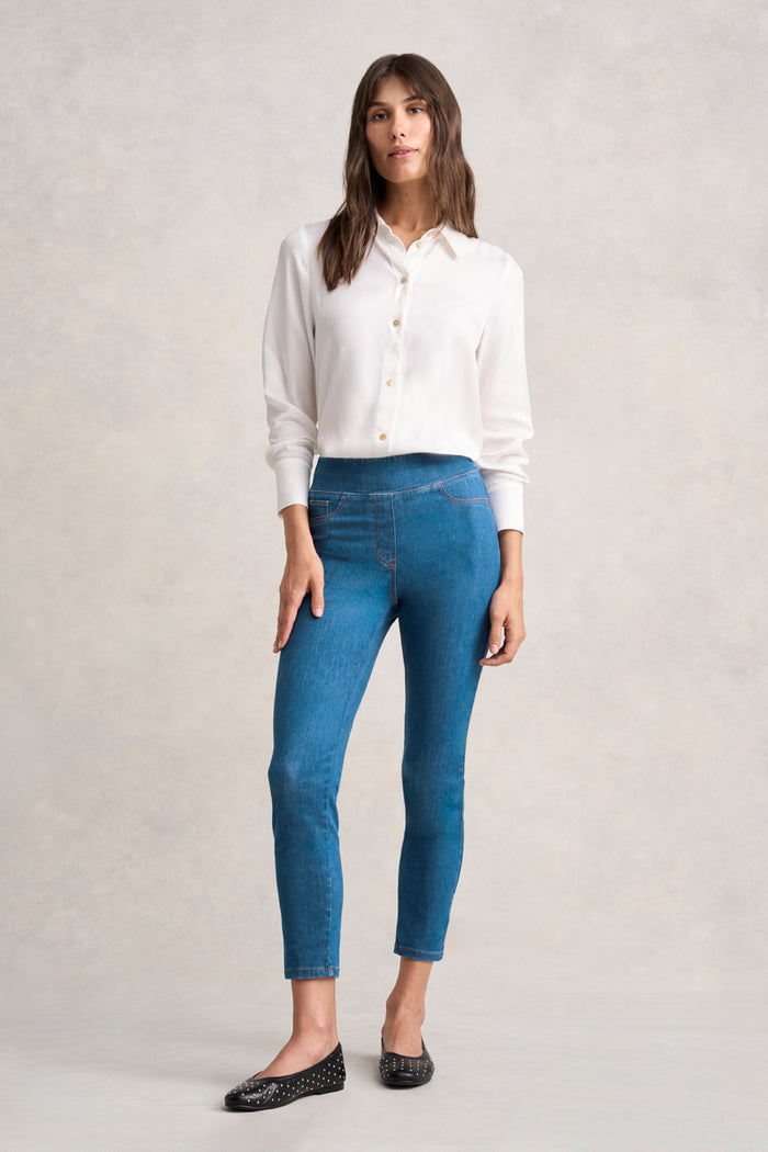 BENGAJEAN ANKLE LENGTH SKINNY LEG - INDIGO MID WASH