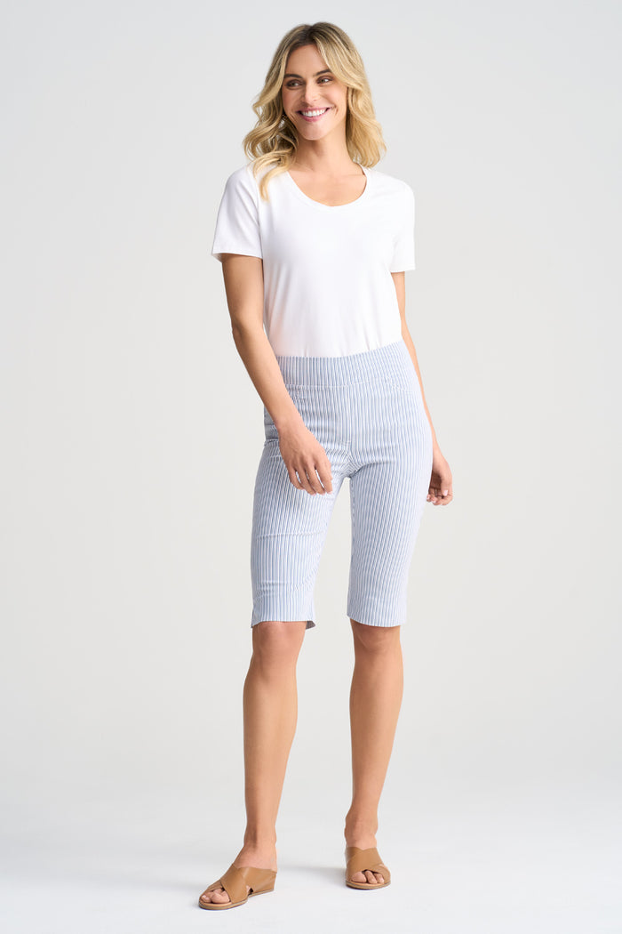 Bengajean Short Seersucker - Navy and White Stripe