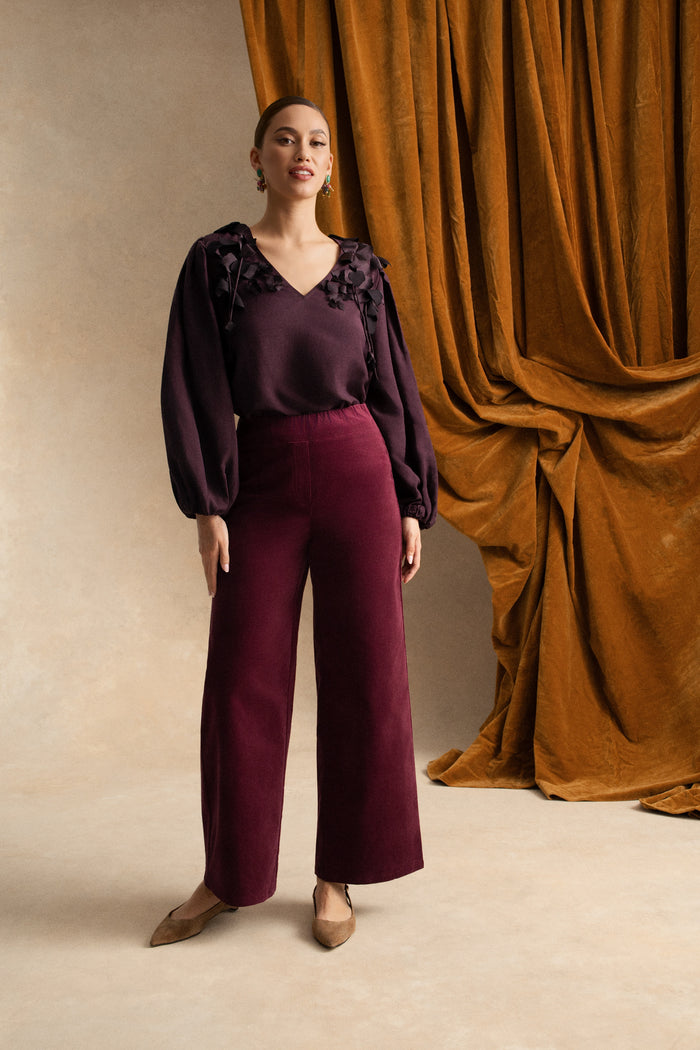 Bengajean® Wide Leg Velvet - Plum