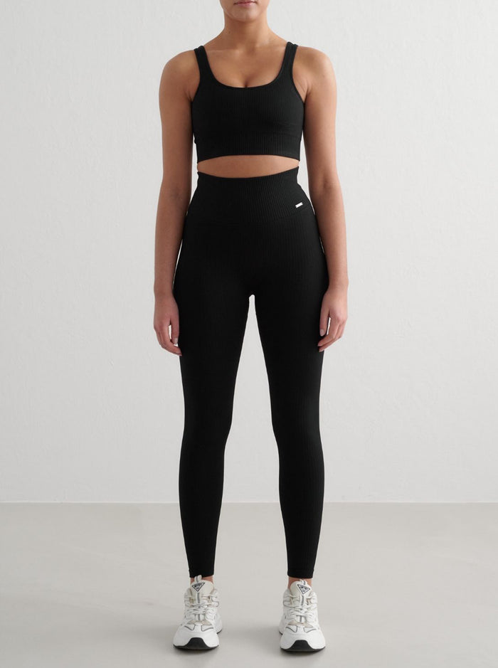 Black Ribbed Seamless Bra