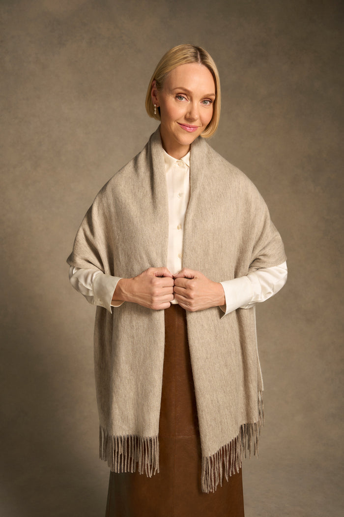 Blanket Wool Scarf - Fawn / Cream