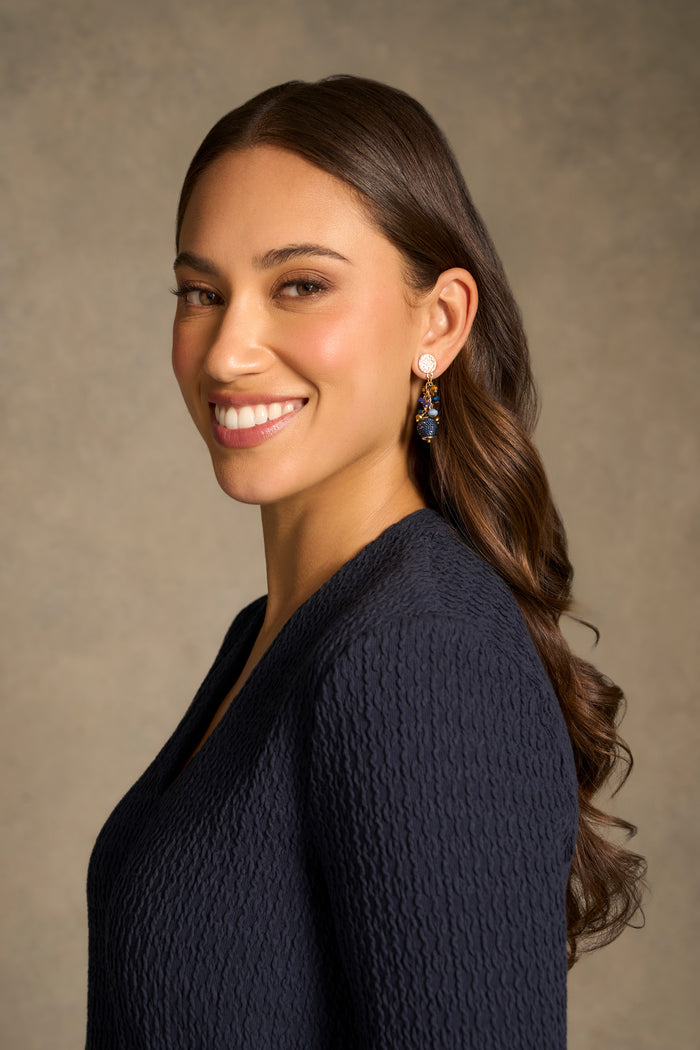 Blue Jumbled Earring - Blue