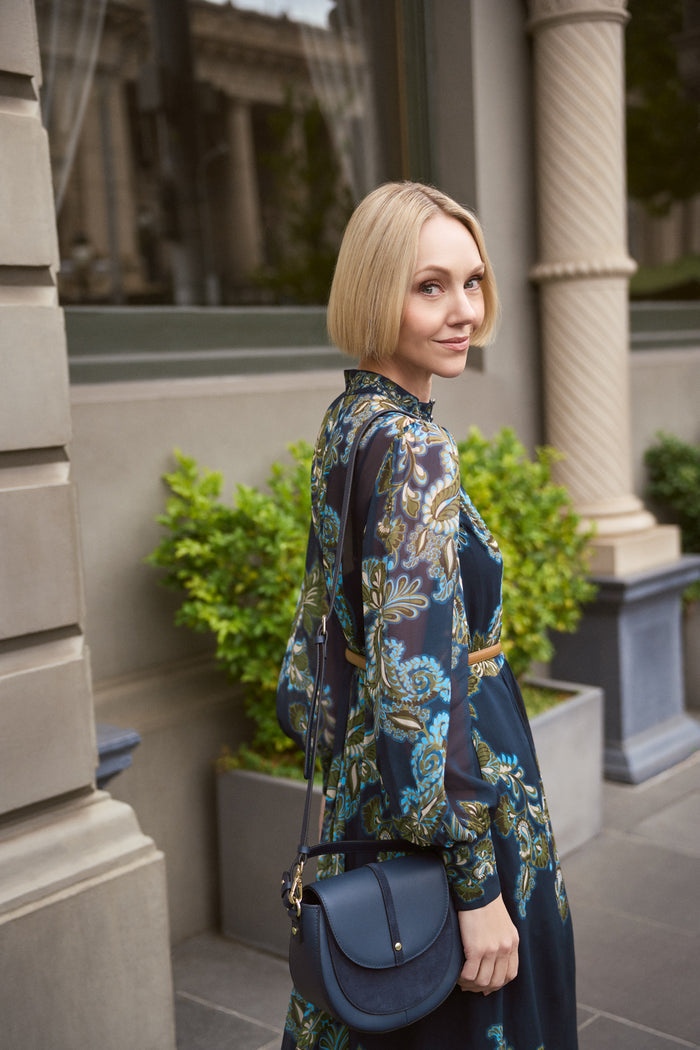Border Print Dress - Ink Paisley Print