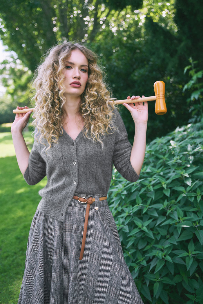 Brushed Merino Wool Cardigan - Pewter Grey