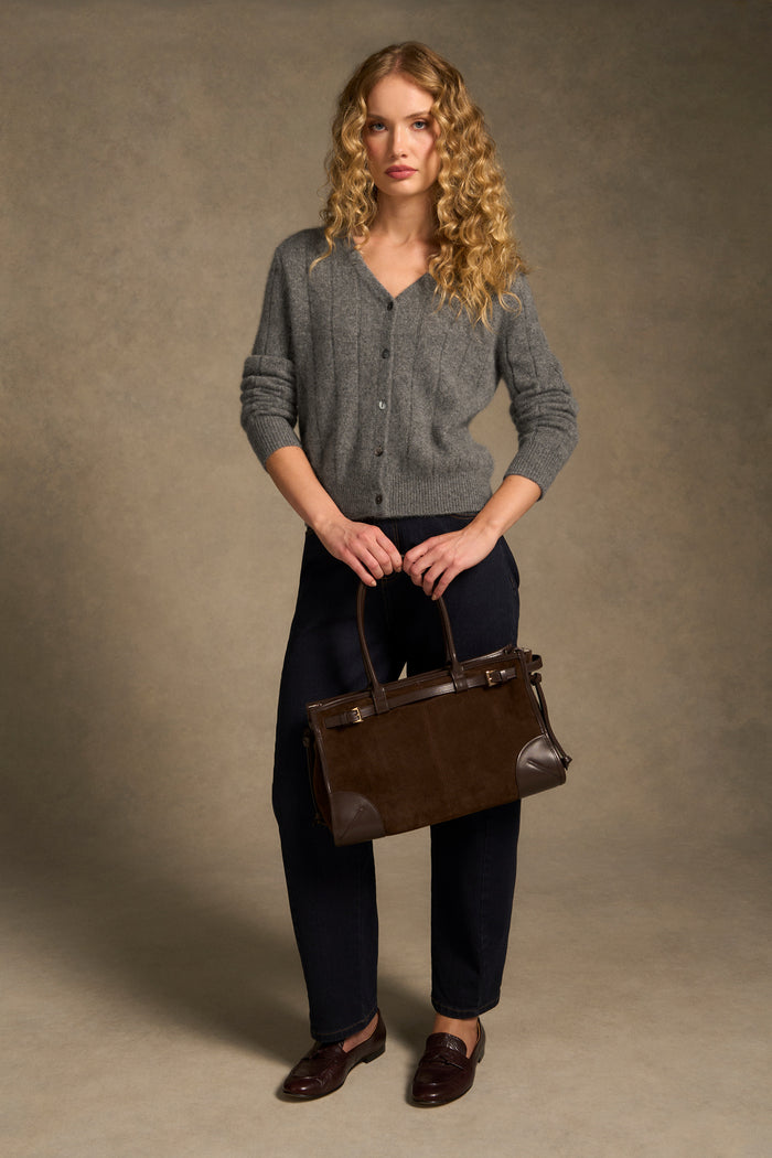 Brushed Merino Wool Cardigan - Pewter Grey