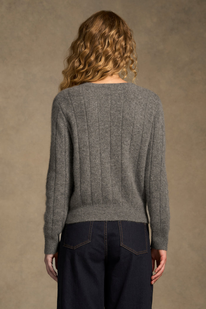 Brushed Merino Wool Cardigan - Pewter Grey