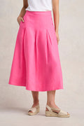 Button Detail Linen Skirt - Sunset Pink