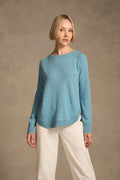 Button Detail Merino Jumper - Aqua Marle