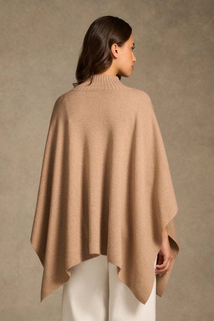 Button Front Poncho - Camel